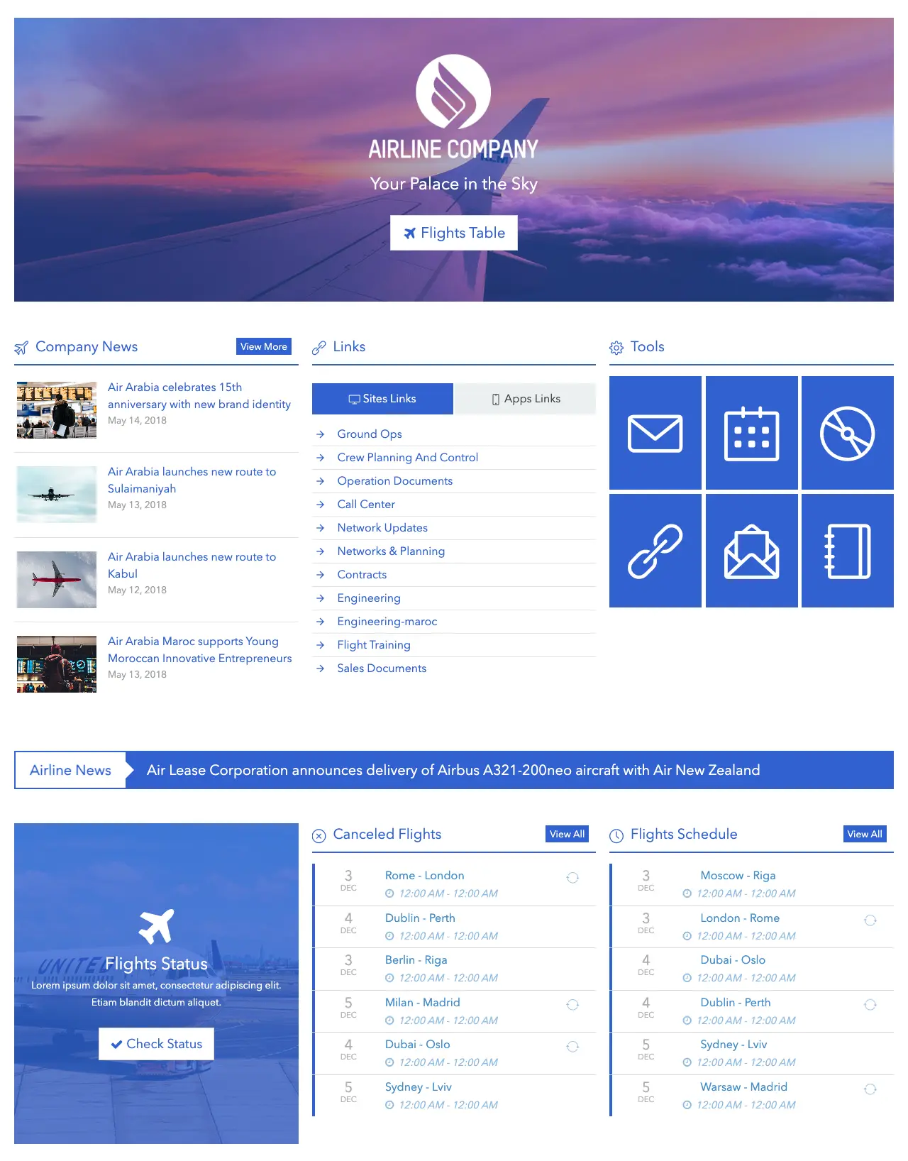 SharePoint Airline Homepage Template