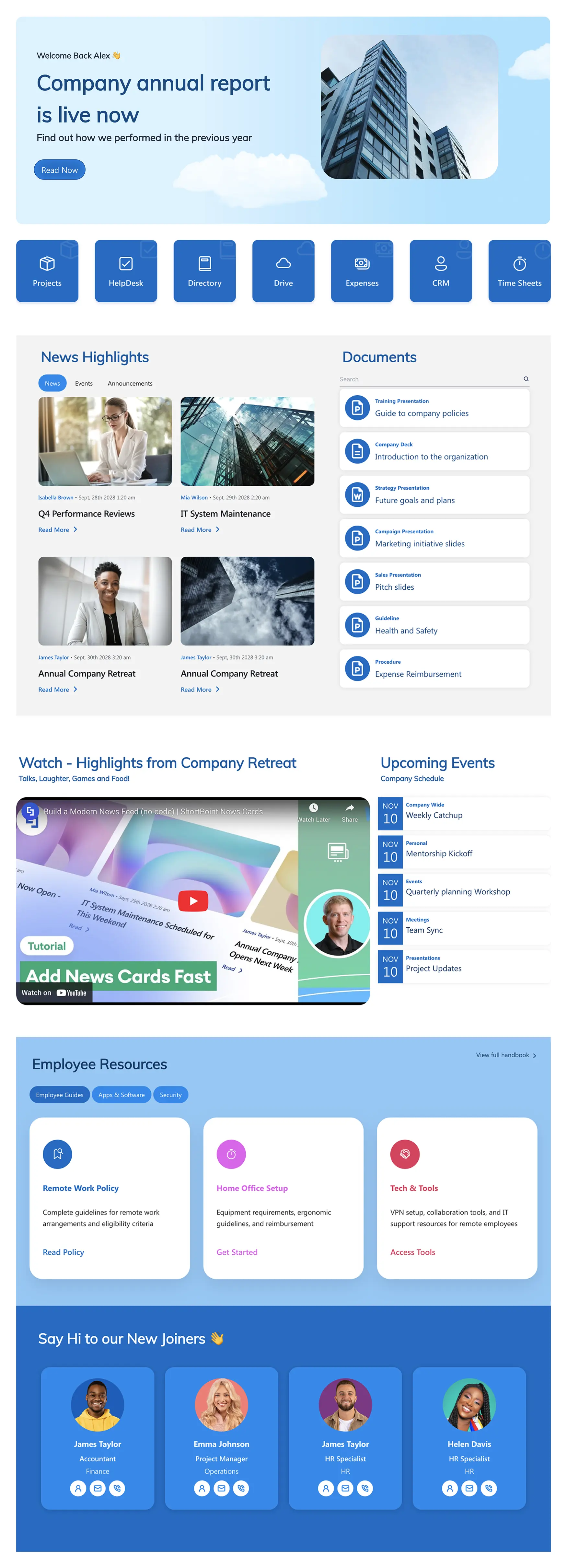 Annual Report - Intranet Homepage Template: Drive internal communication and corporate transparency instantly.