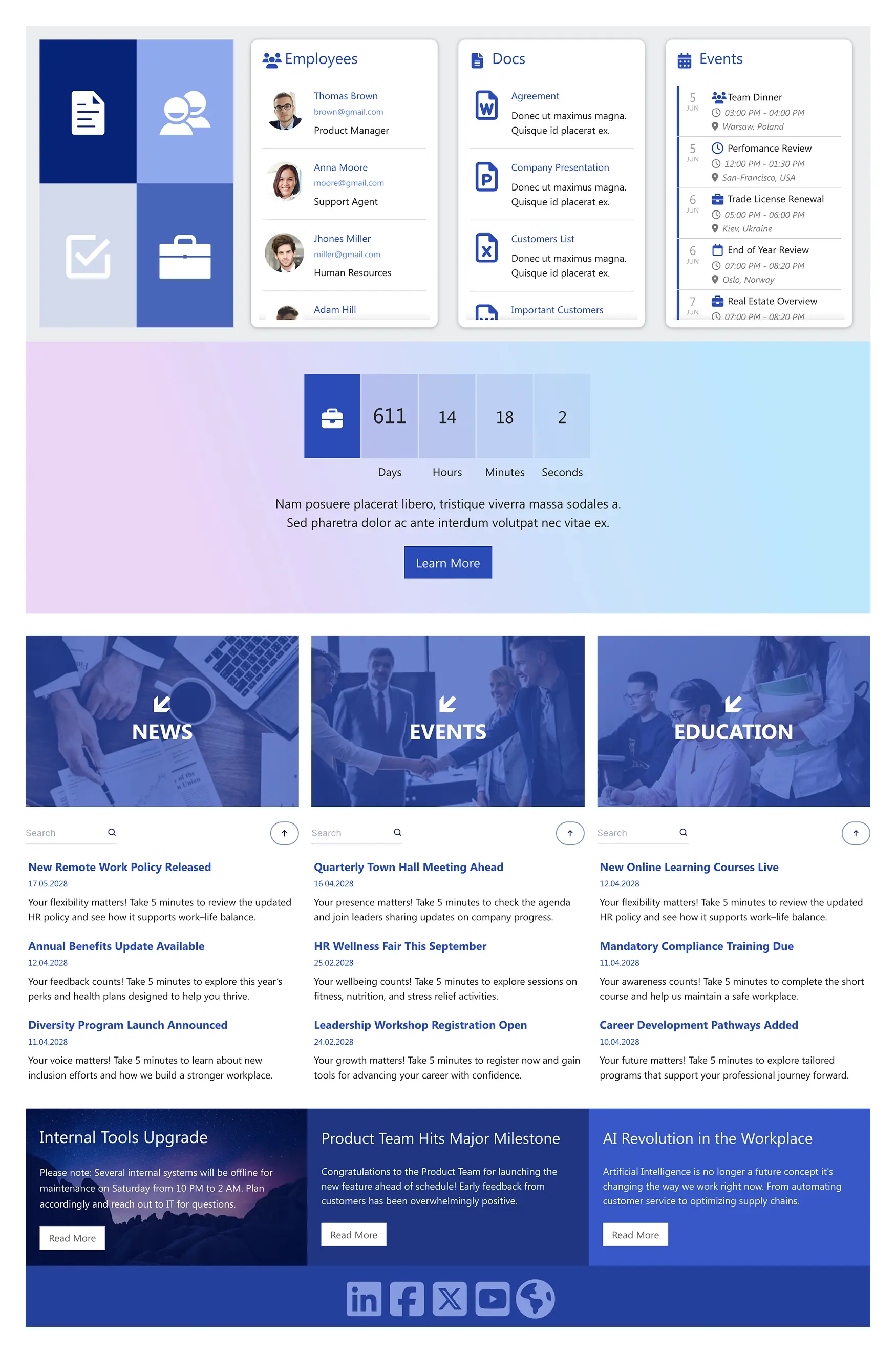 HR 3 – HR Intranet Template: All‑in‑one space for news, events, and documents.