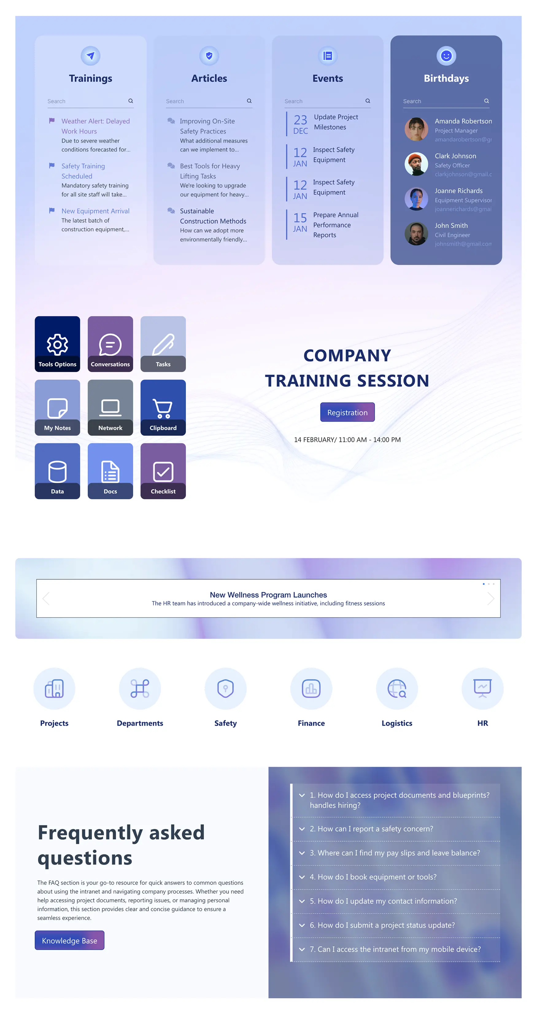 HR 6 – HR SharePoint Site Template: Trainings, articles, events, birthdays, and FAQs in one.