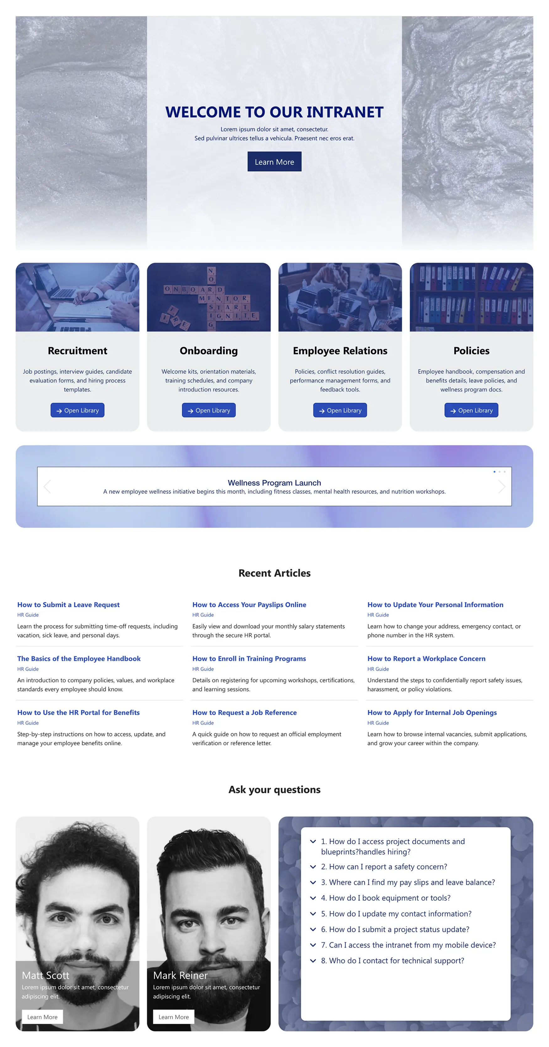 HR 8 – SharePoint HR Template: Modern HR hub for onboarding, policies, and updates.