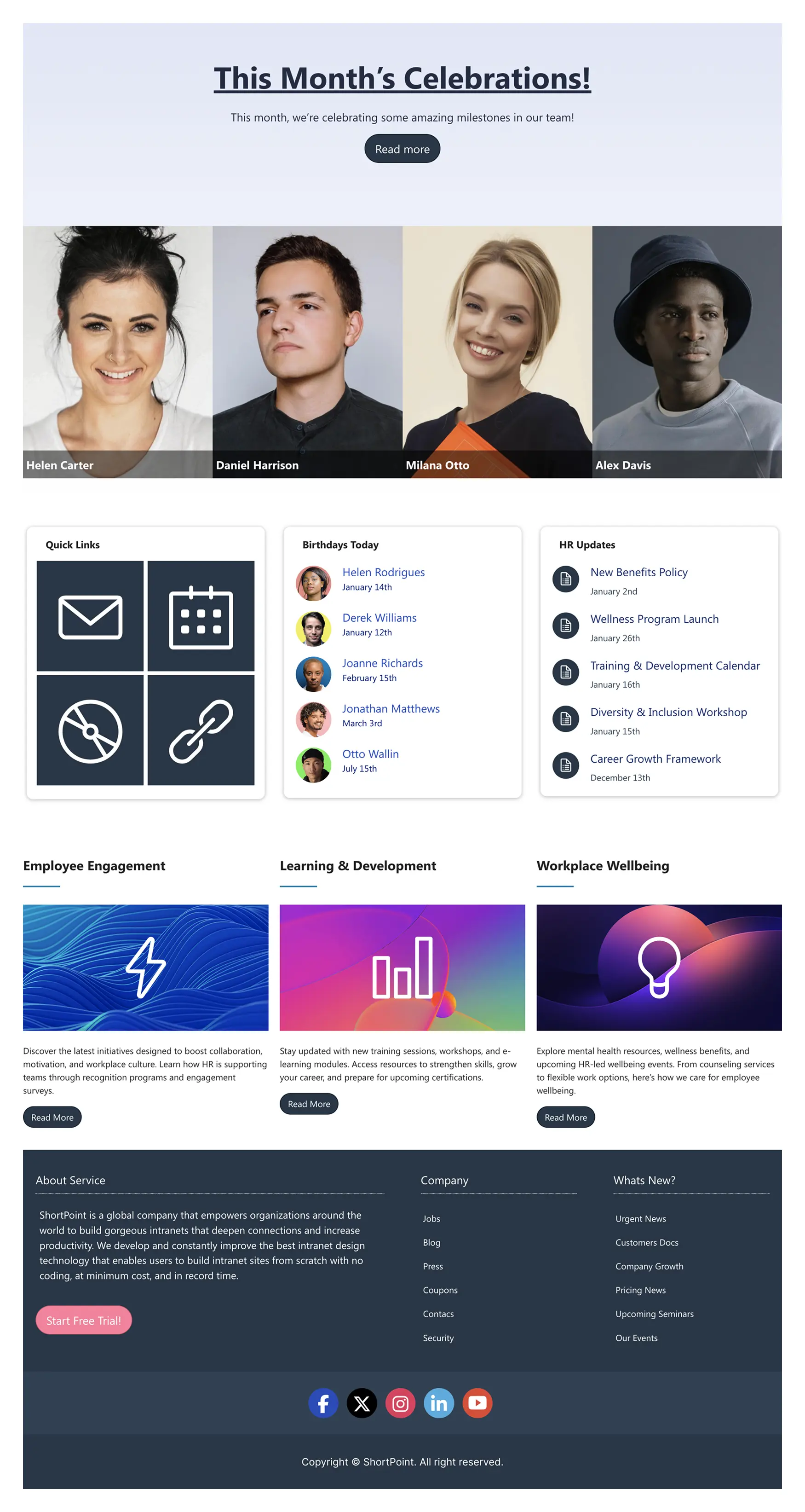 HR 9 – HR Template: Celebrate people and surface HR updates in one place.
