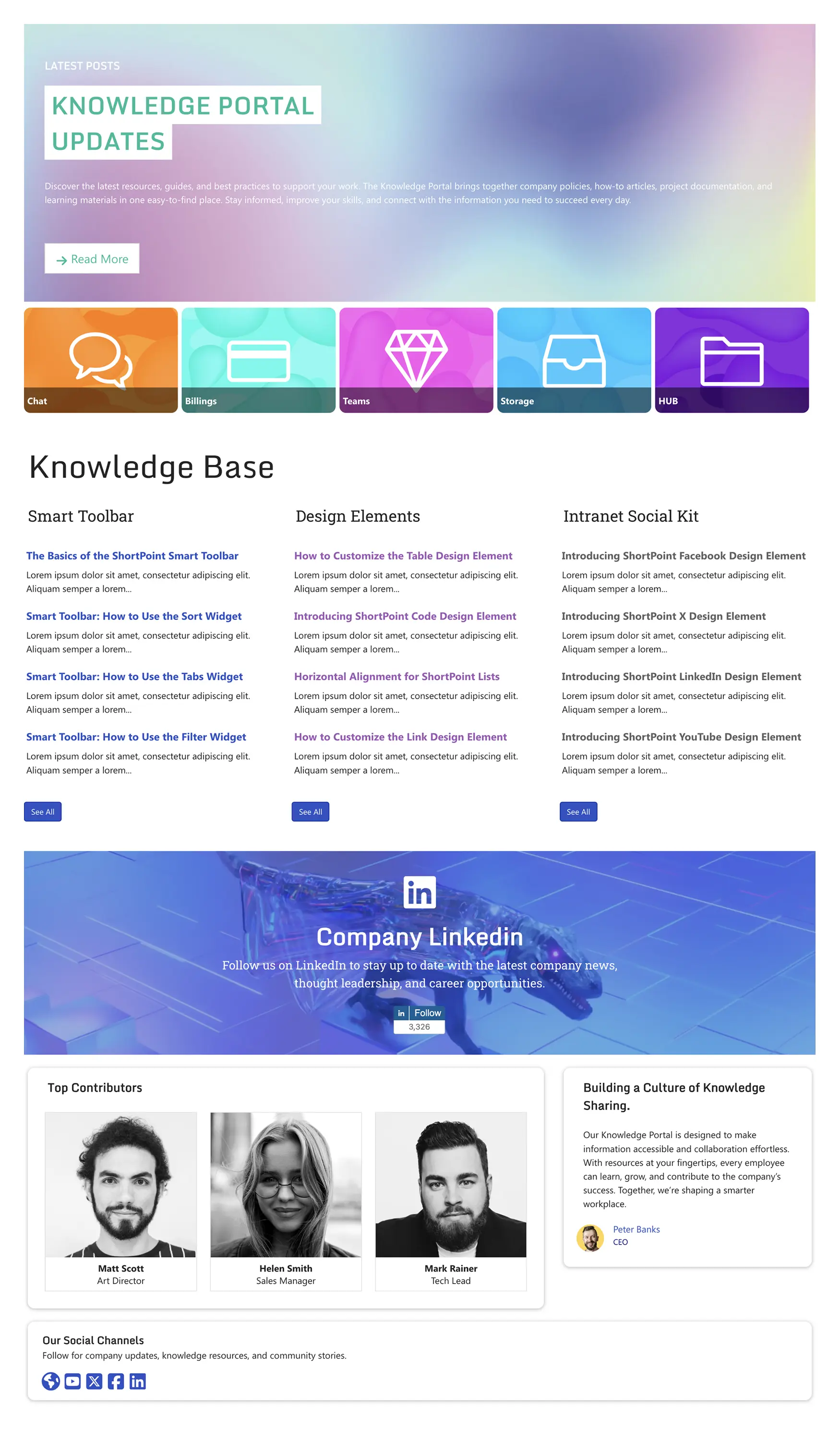 Knowledge Portal 3 – Best SharePoint Template For Knowledge Base: Streamline documents, FAQs, guides, and updates for teams.