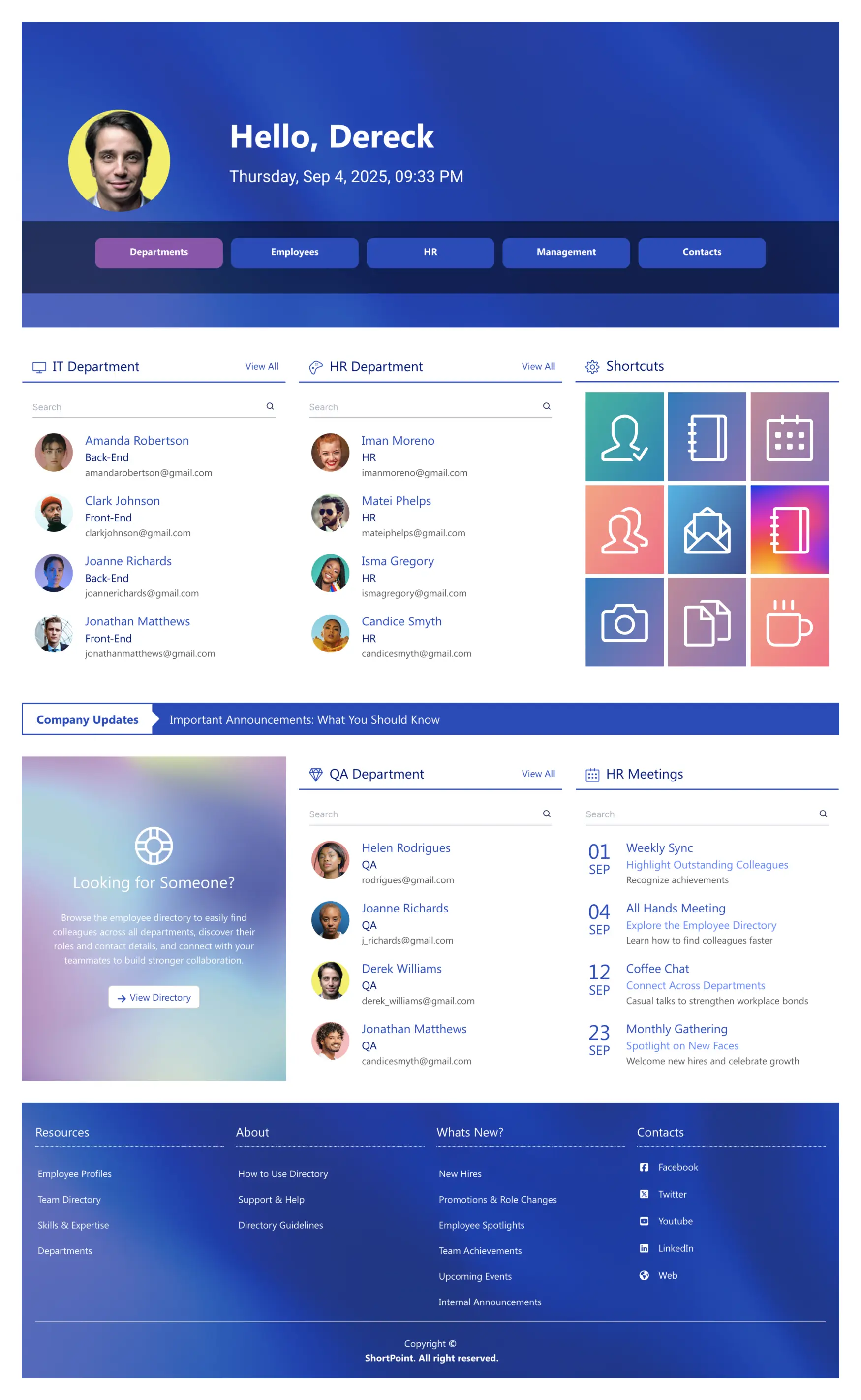 Team Hub 1 – SharePoint Online Modern Team Site Template: Team hub for links, people, documents, and events.