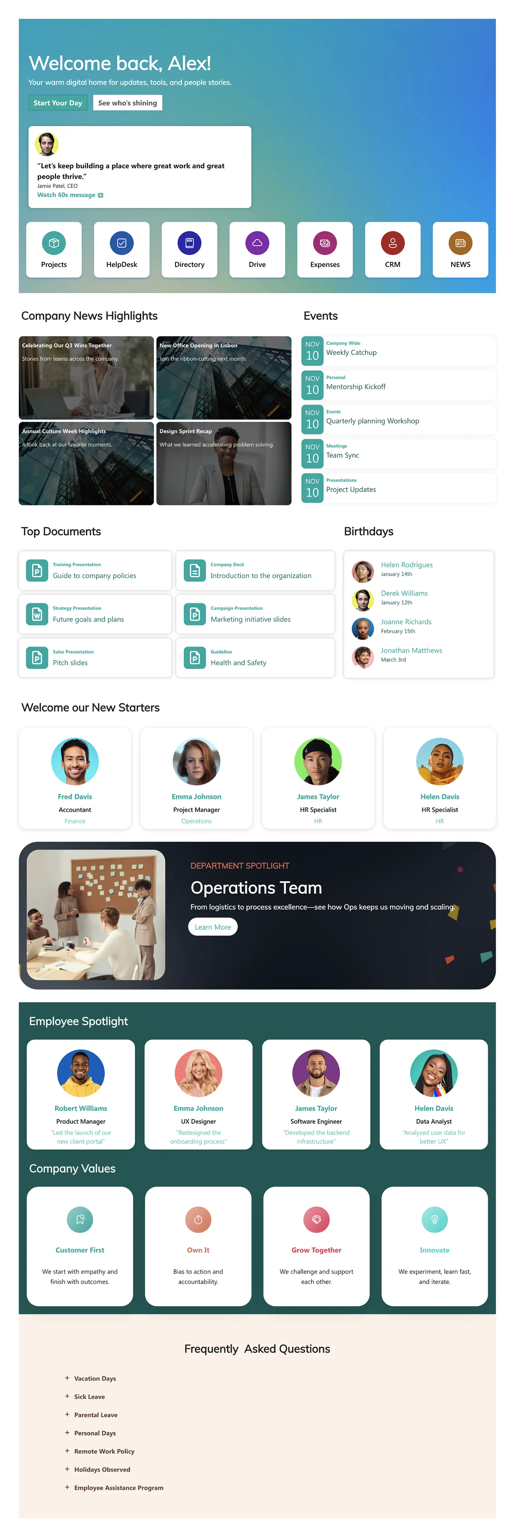 Welcome Hub - Staff Onboarding Template: A centralized, engaging welcome hub for every new hire.