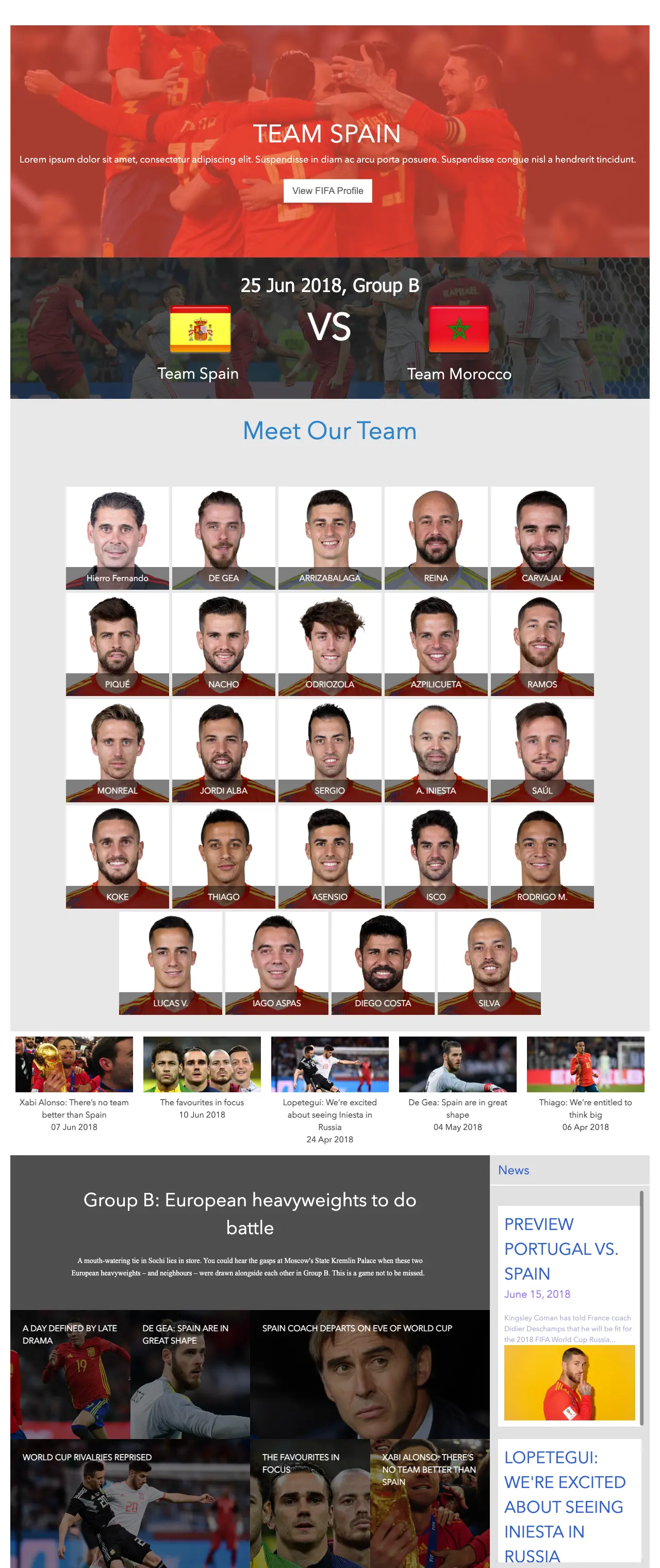 SharePoint World Cup Spain Template